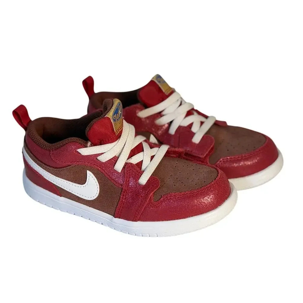 Air Jordan 1 Low ALT Toddler Shoes Red Brown White US 10C Hook & Loop Sneakers
